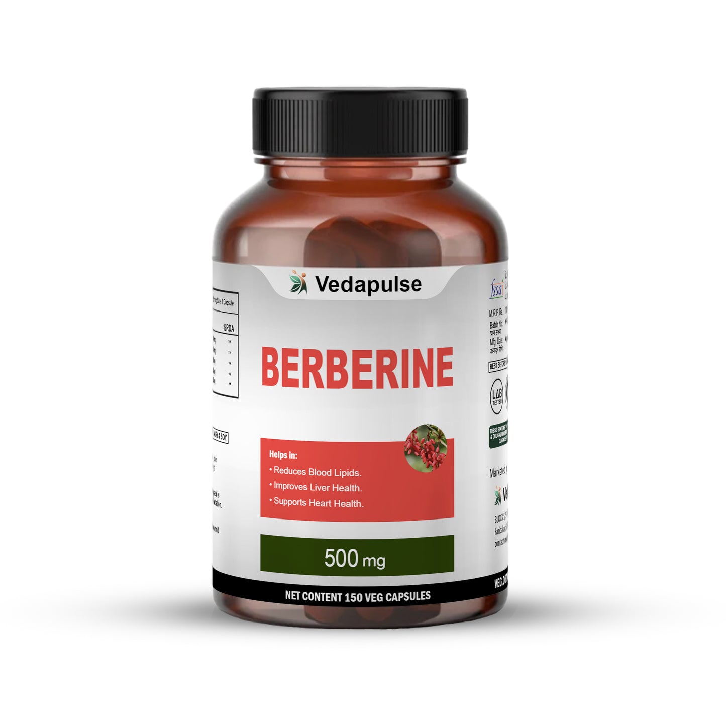 Berberine 1000mg Herbal Capsules – Blood Sugar & Heart Support Supplement