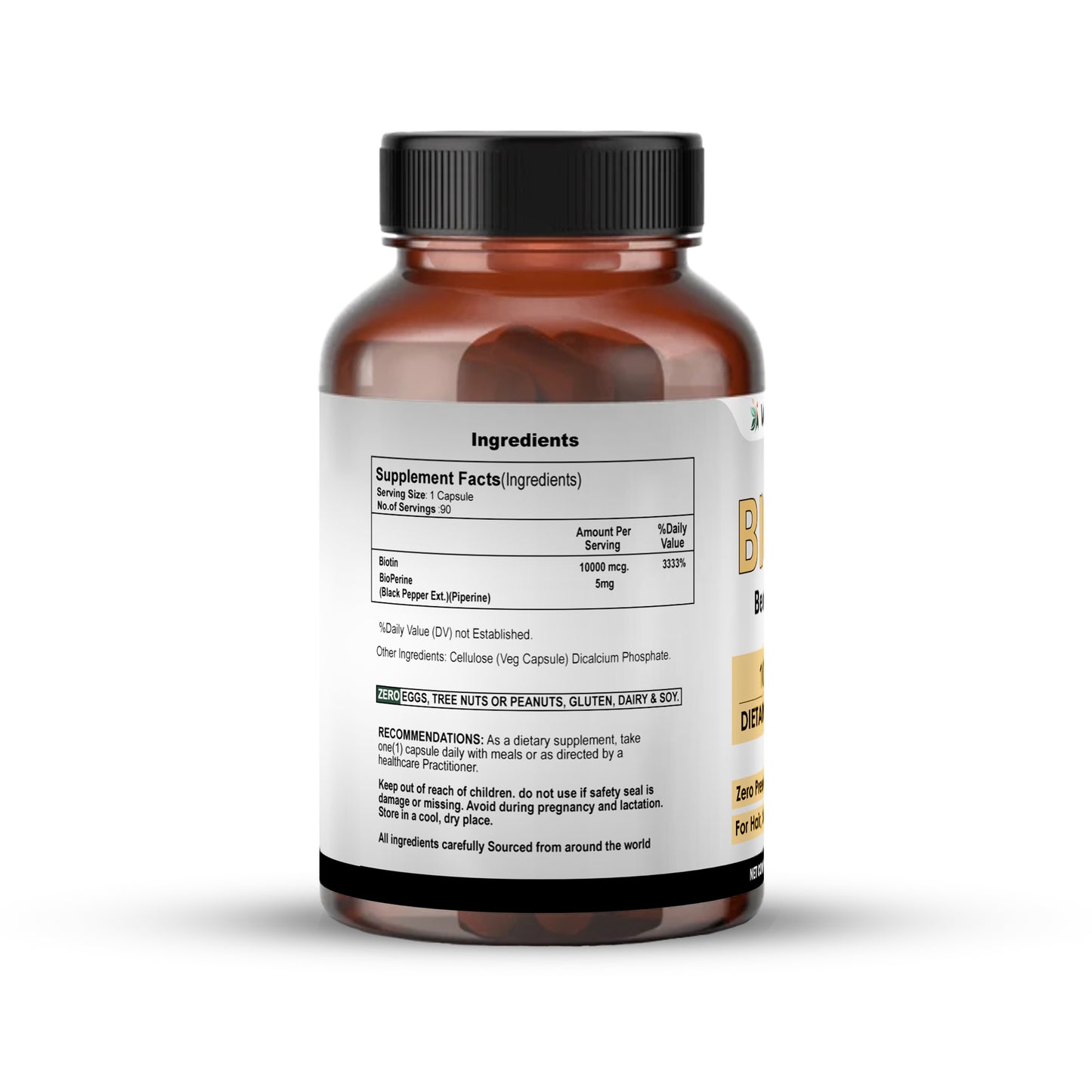 Biotin 10,000 mcg capsules by Vedapulse