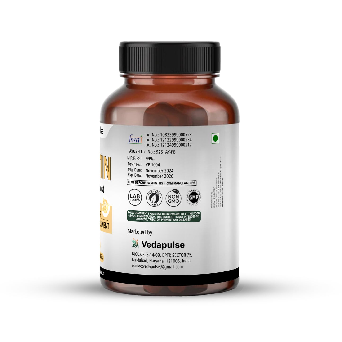 Biotin 10,000 mcg capsules by Vedapulse