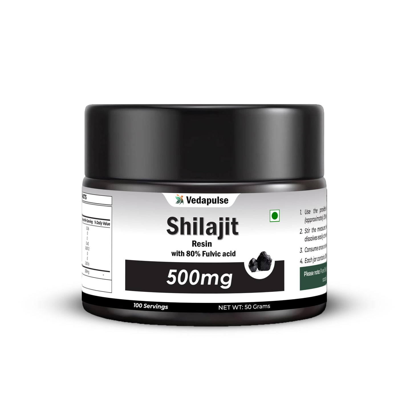 Shilajit Resin 100 Servings of 500mg | Vedapulse