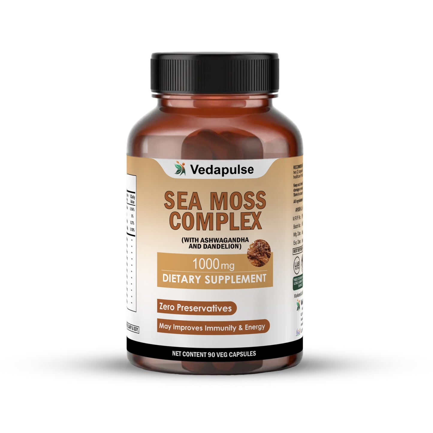 Vedapulse Sea Moss 500mg capsules - skin ,immune