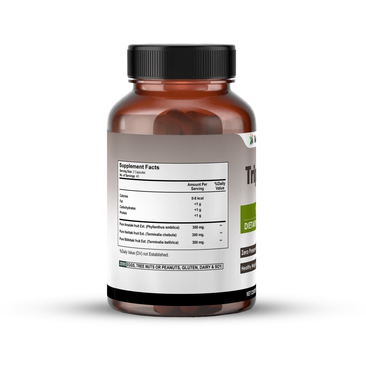 Triphala 750 mg Herbal Capsules | Vedapulse