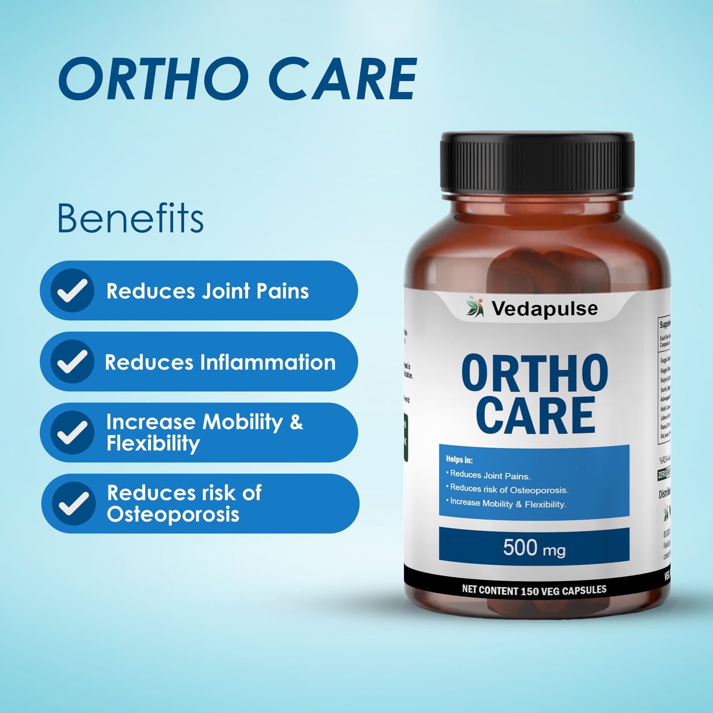 Vedapulse Ortho Care 500mg capsules-Joint, bones, muscles