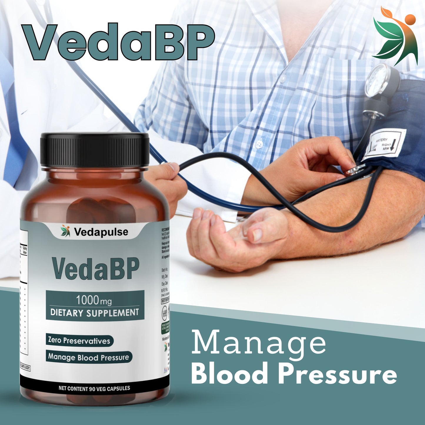 VedaBP 1000mg 90 Capsules | Vedapulse