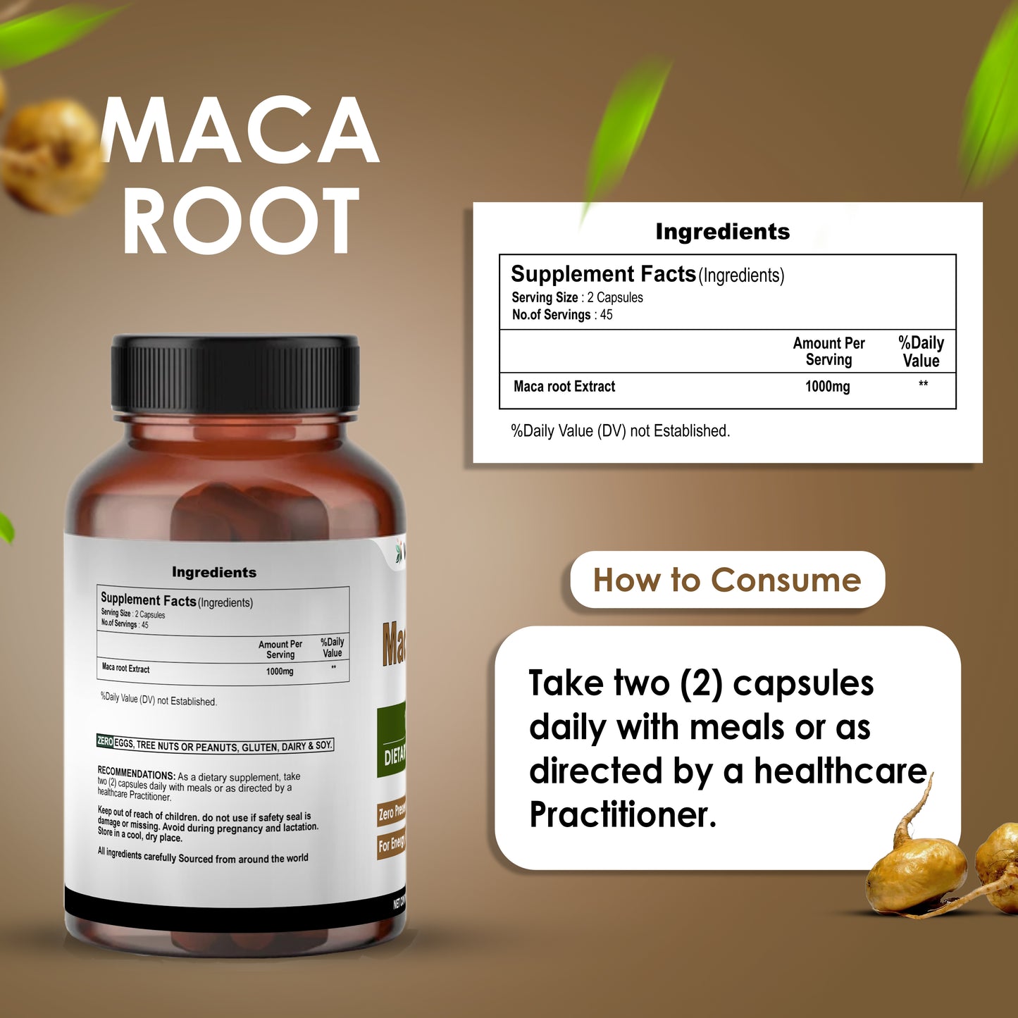 Maca Root 1000mg Capsules