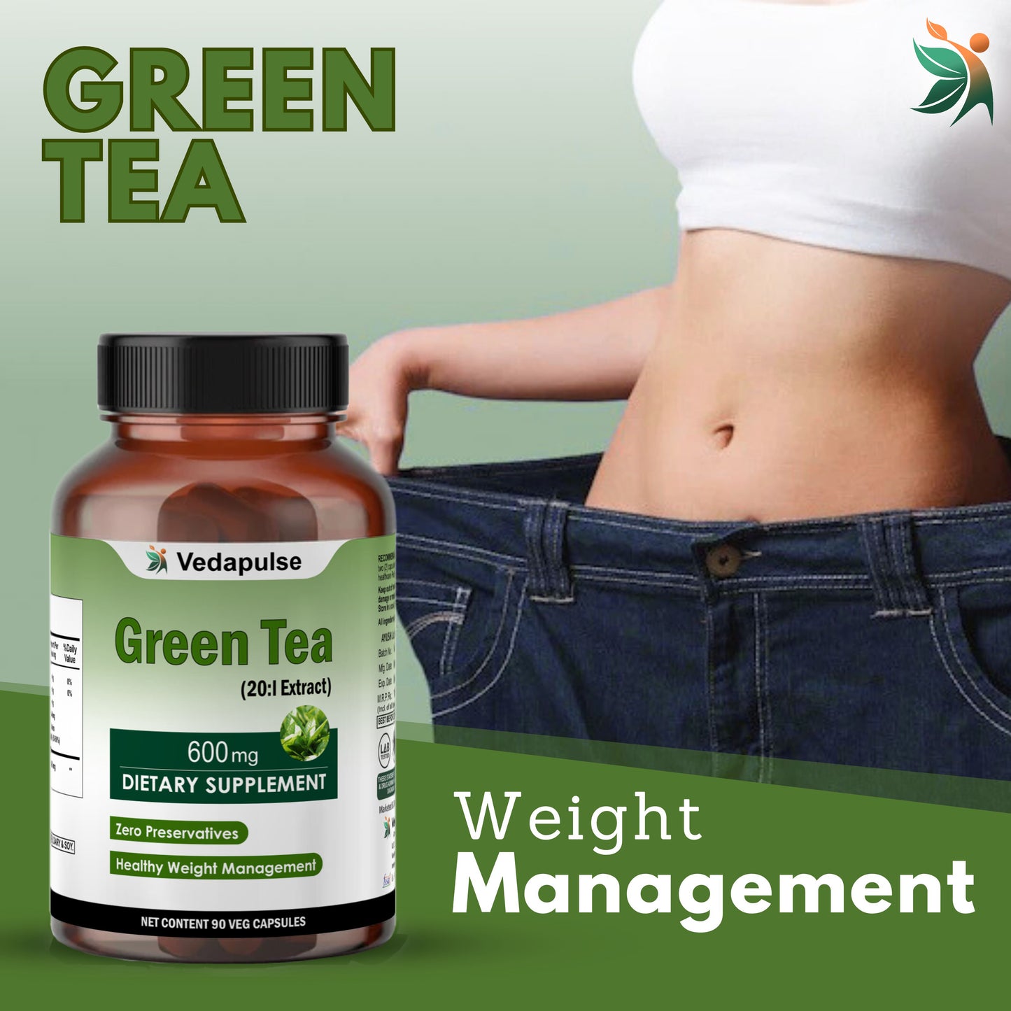 Green Tea 600mg Caspules by Vedapulse