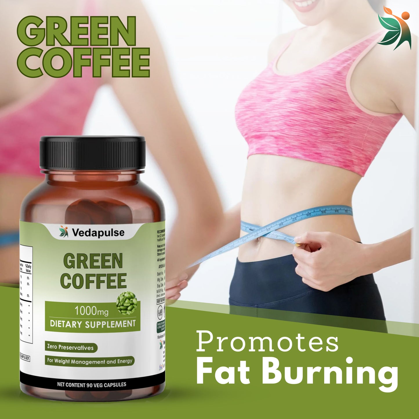 Green Coffee 1000mg Capsules | Vedapulse