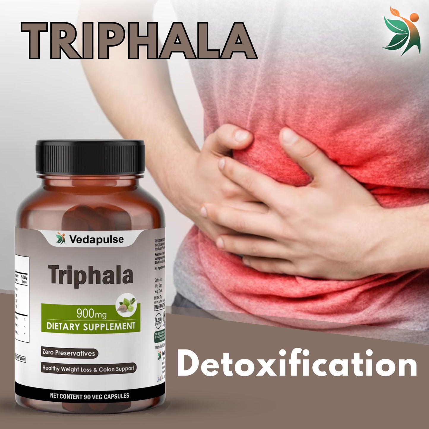 Triphala 750 mg Herbal Capsules | Vedapulse