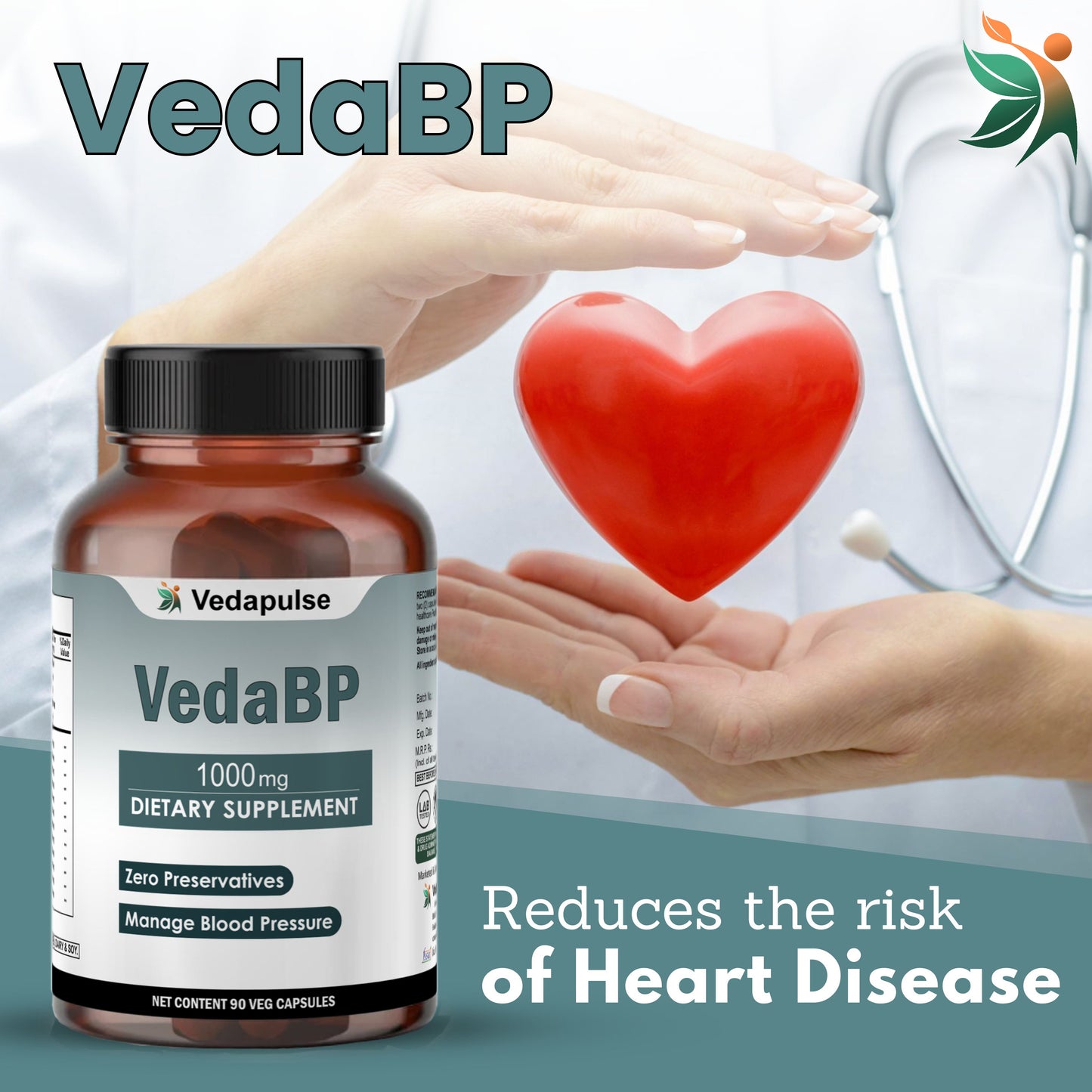 VedaBP 1000mg 90 Capsules | Vedapulse