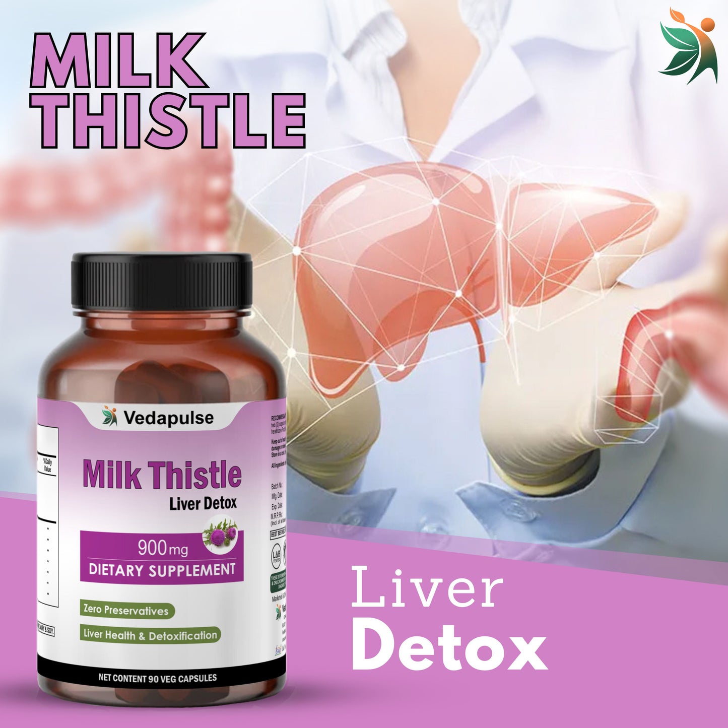 Milk Thistle Liver Detox 1600mg | Vedapulse