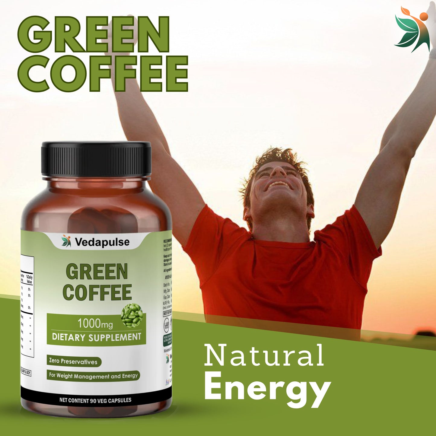 Green Coffee 1000mg Capsules | Vedapulse