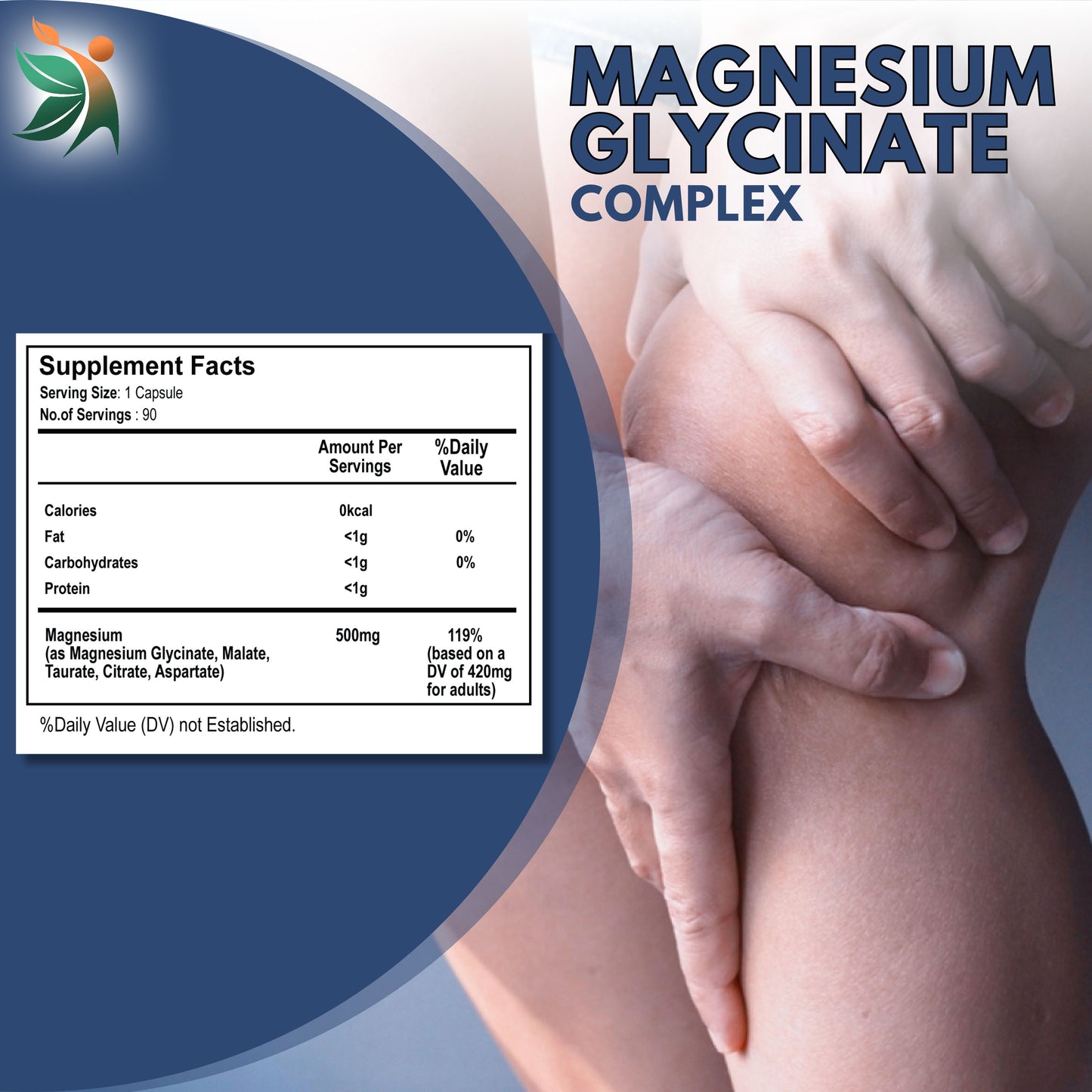 Magnesium Glycinate 500mg | Pure Natural Capsules by Vedapulse