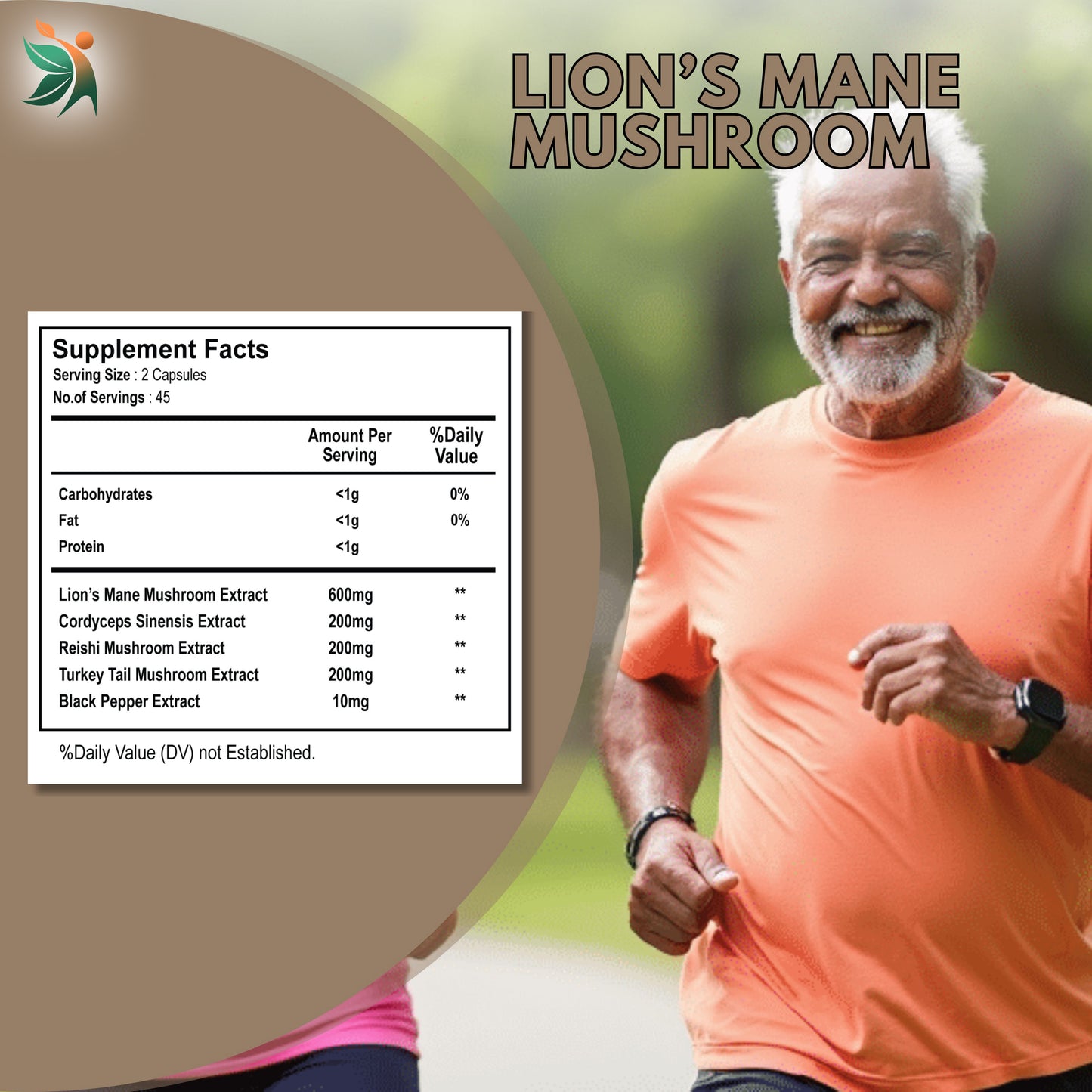 Lion's Mane Mushroom 1200mg Capsules | Vedapulse