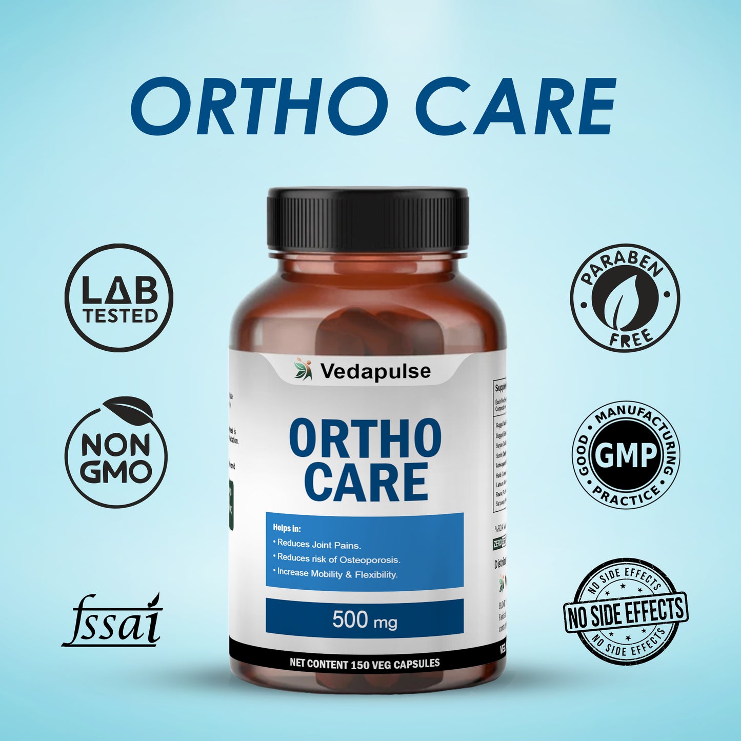 Vedapulse Ortho Care 500mg capsules-Joint, bones, muscles