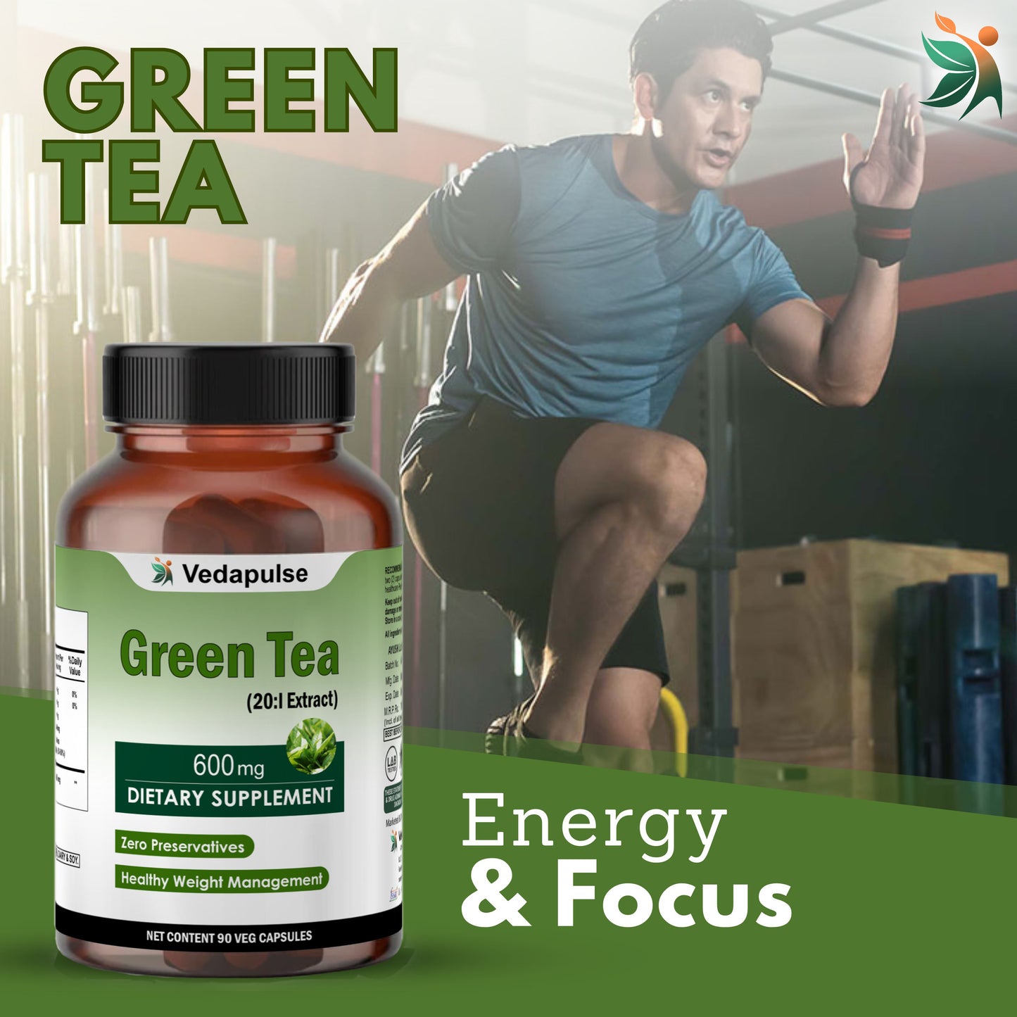 Green Tea 600mg Caspules by Vedapulse
