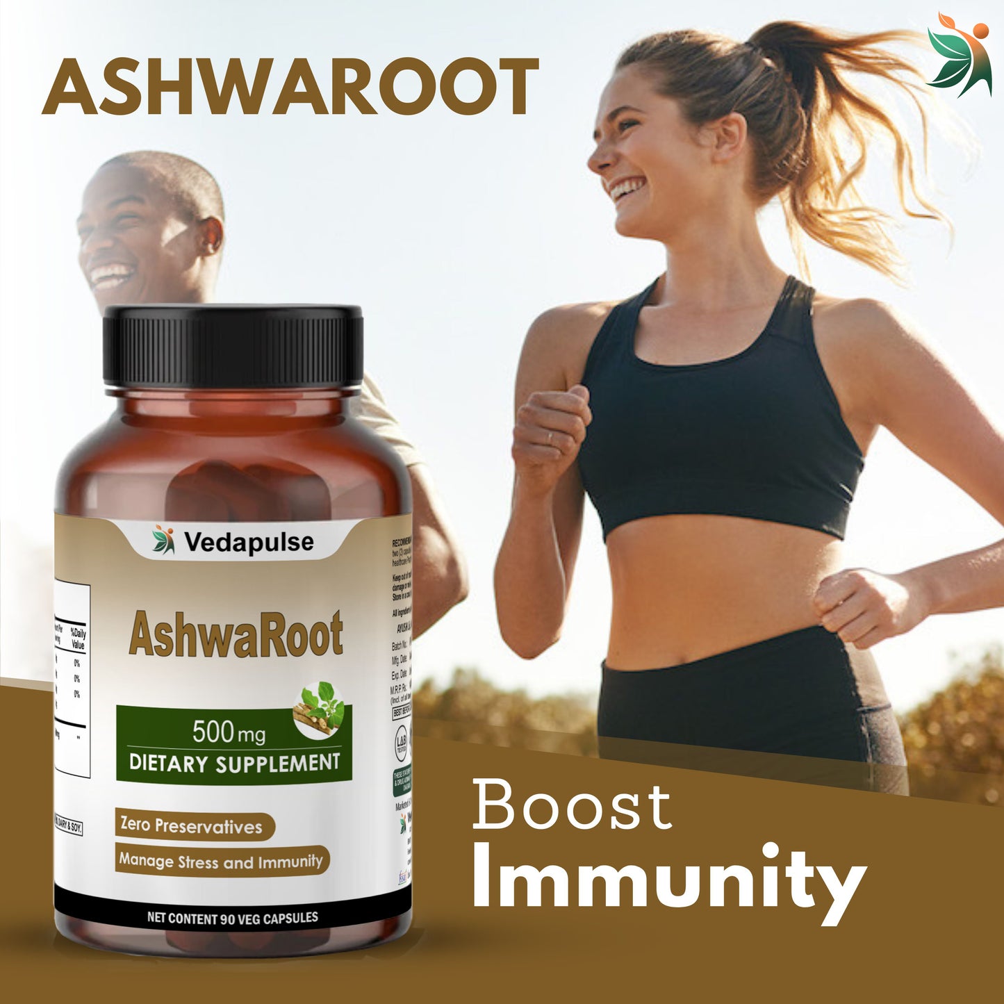 Ashwaroot 500mg Capsules by Vedapulse