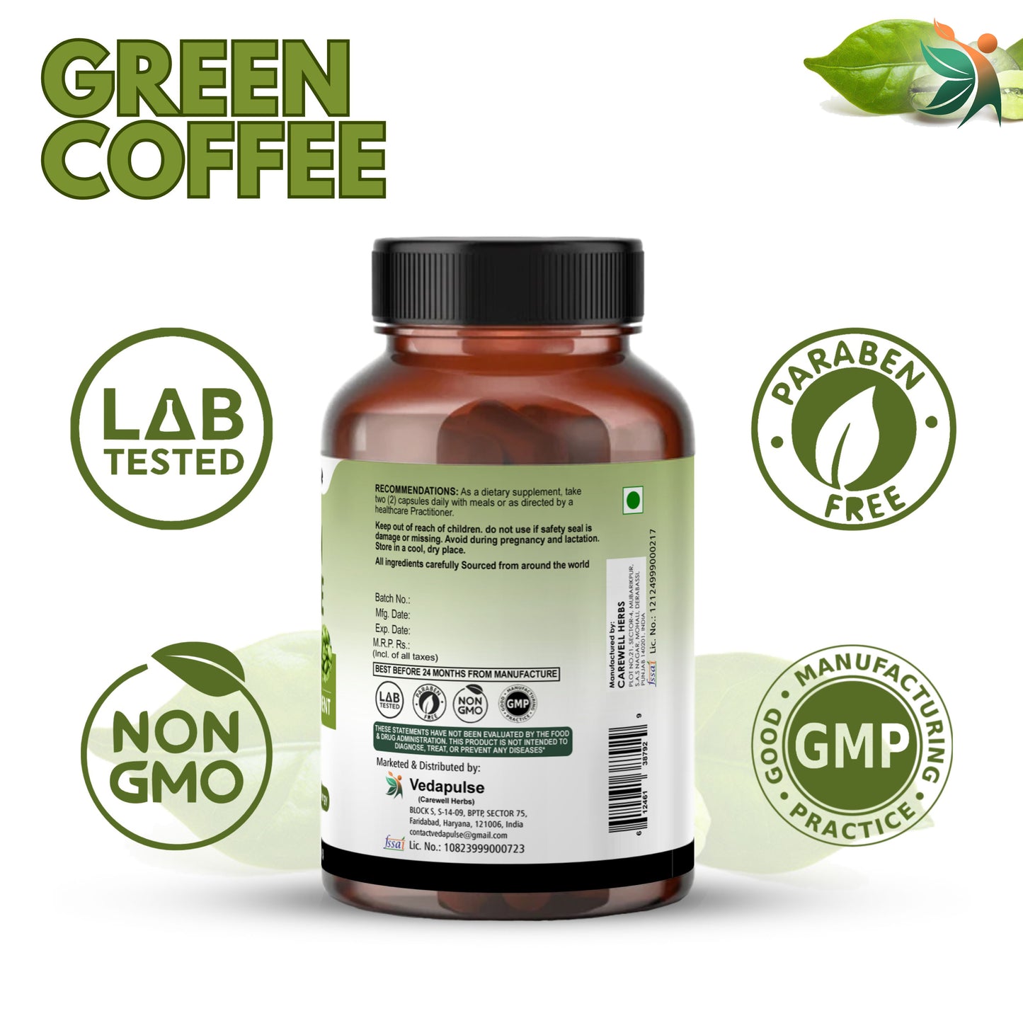 Green Coffee 1000mg Capsules | Vedapulse