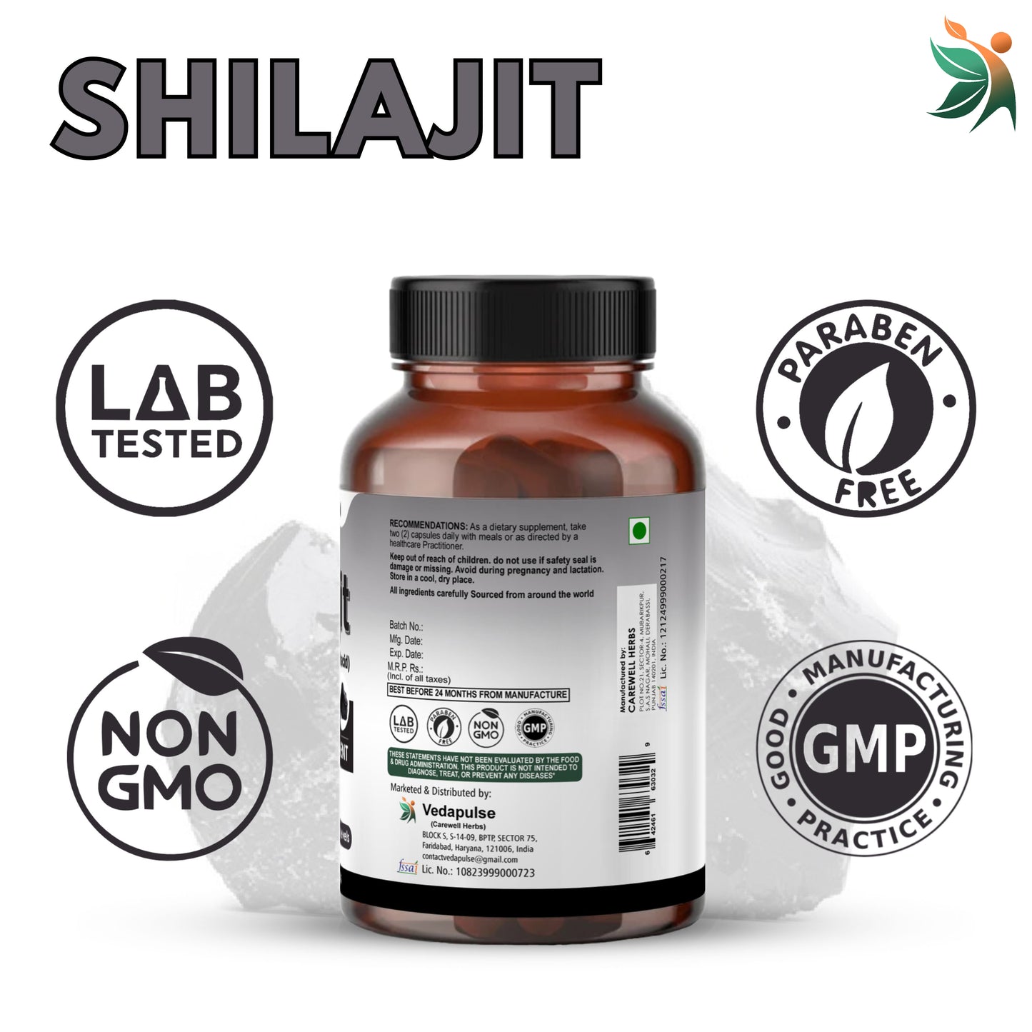 Shilajit 1100 Mg Capsules | Vedapulse