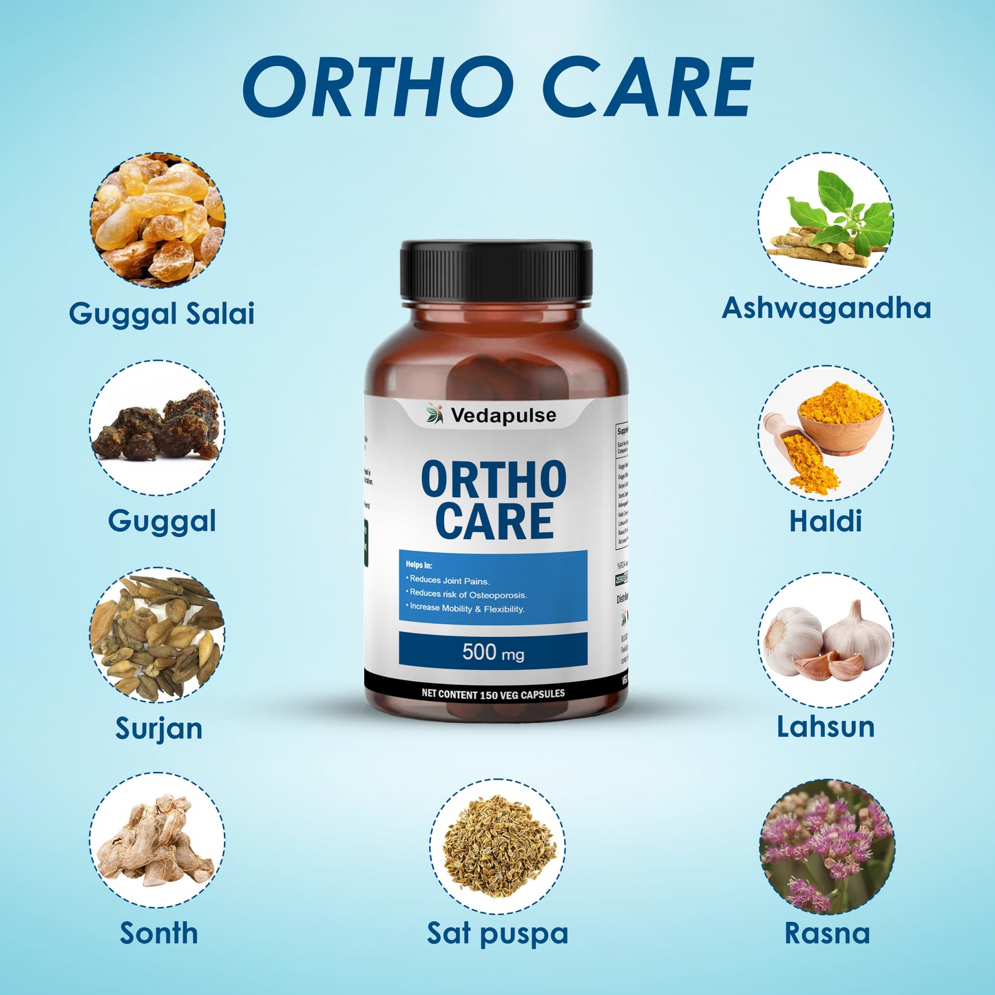 Vedapulse Ortho Care 500mg capsules-Joint, bones, muscles