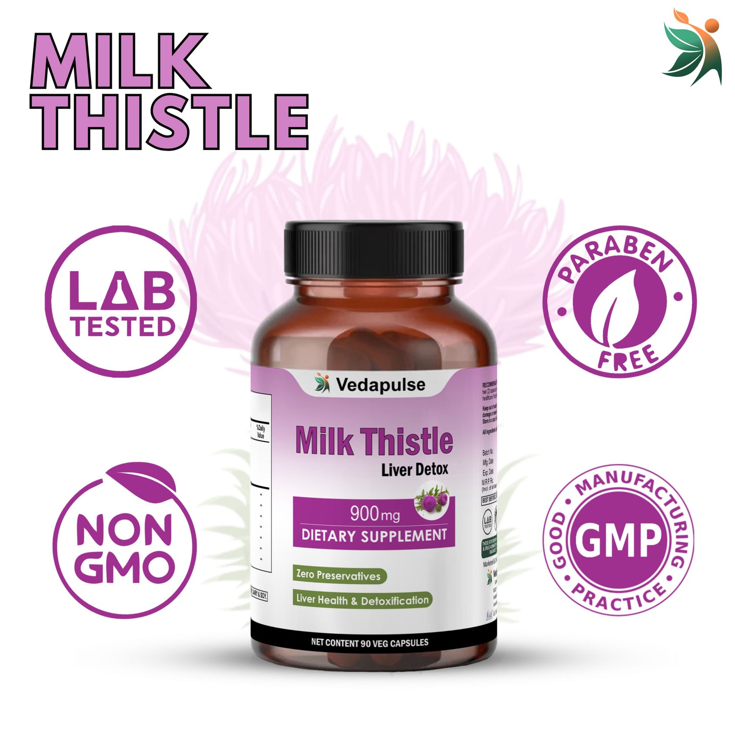 Milk Thistle Liver Detox 1600mg | Vedapulse