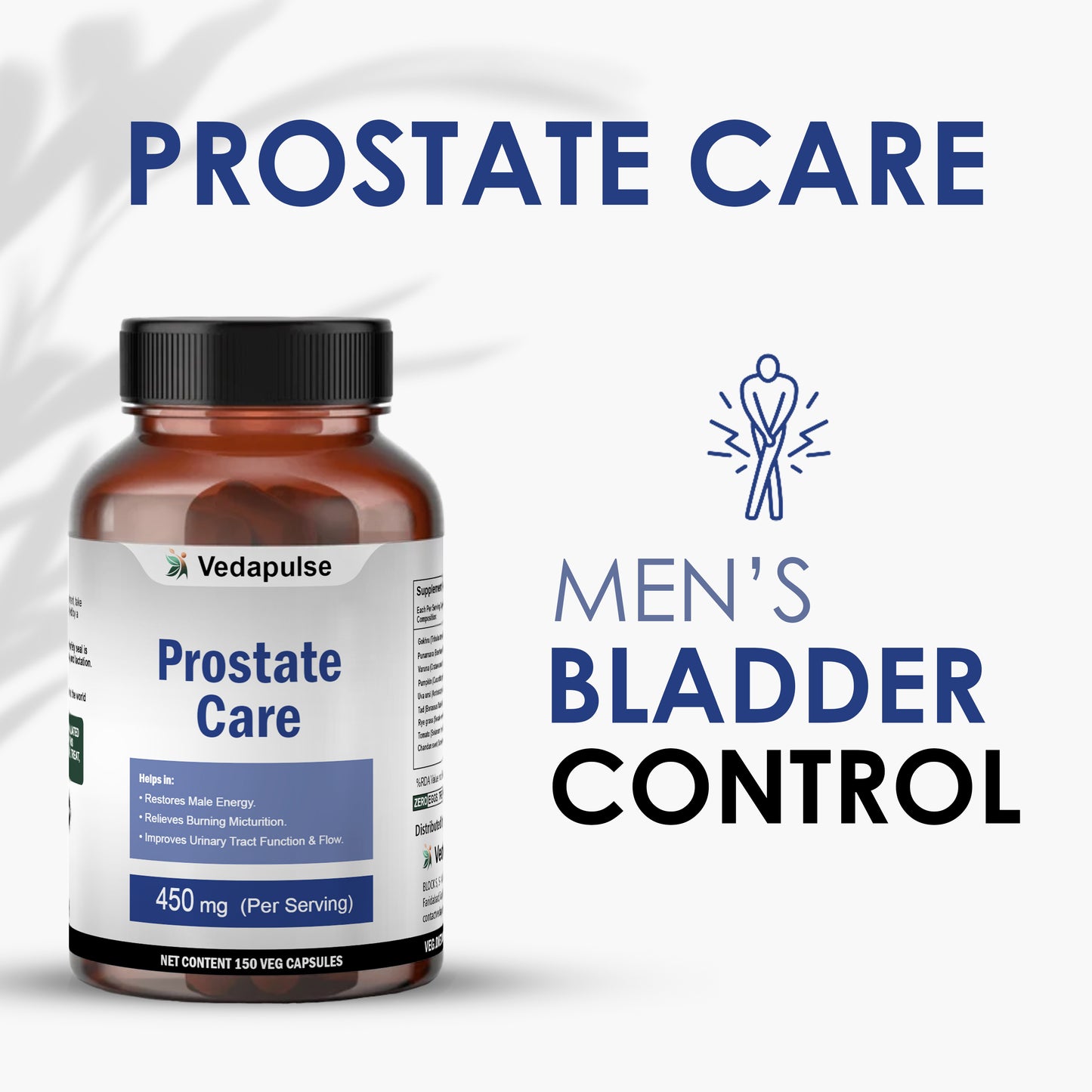 Vedapulse Prostate Care 450 mg capsules - Urinary, Reproductive health