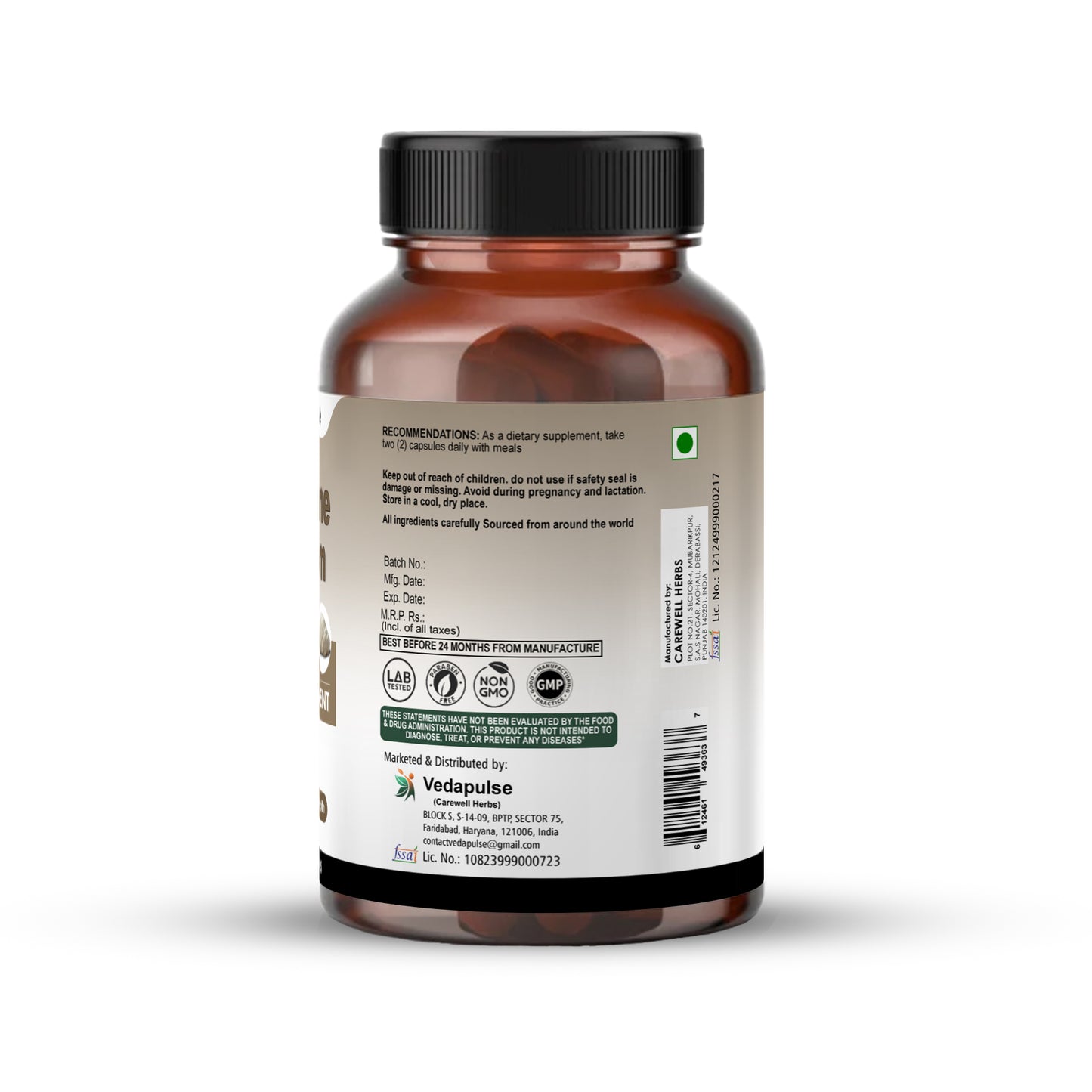 Lion's Mane Mushroom 1200mg Capsules | Vedapulse