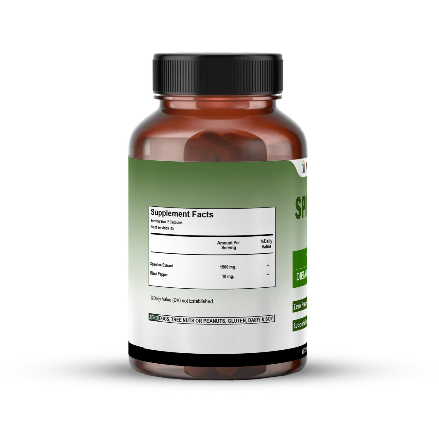 Spirulina Extract Capsules -Energy, Immunity | 90 Count | Vedapulse