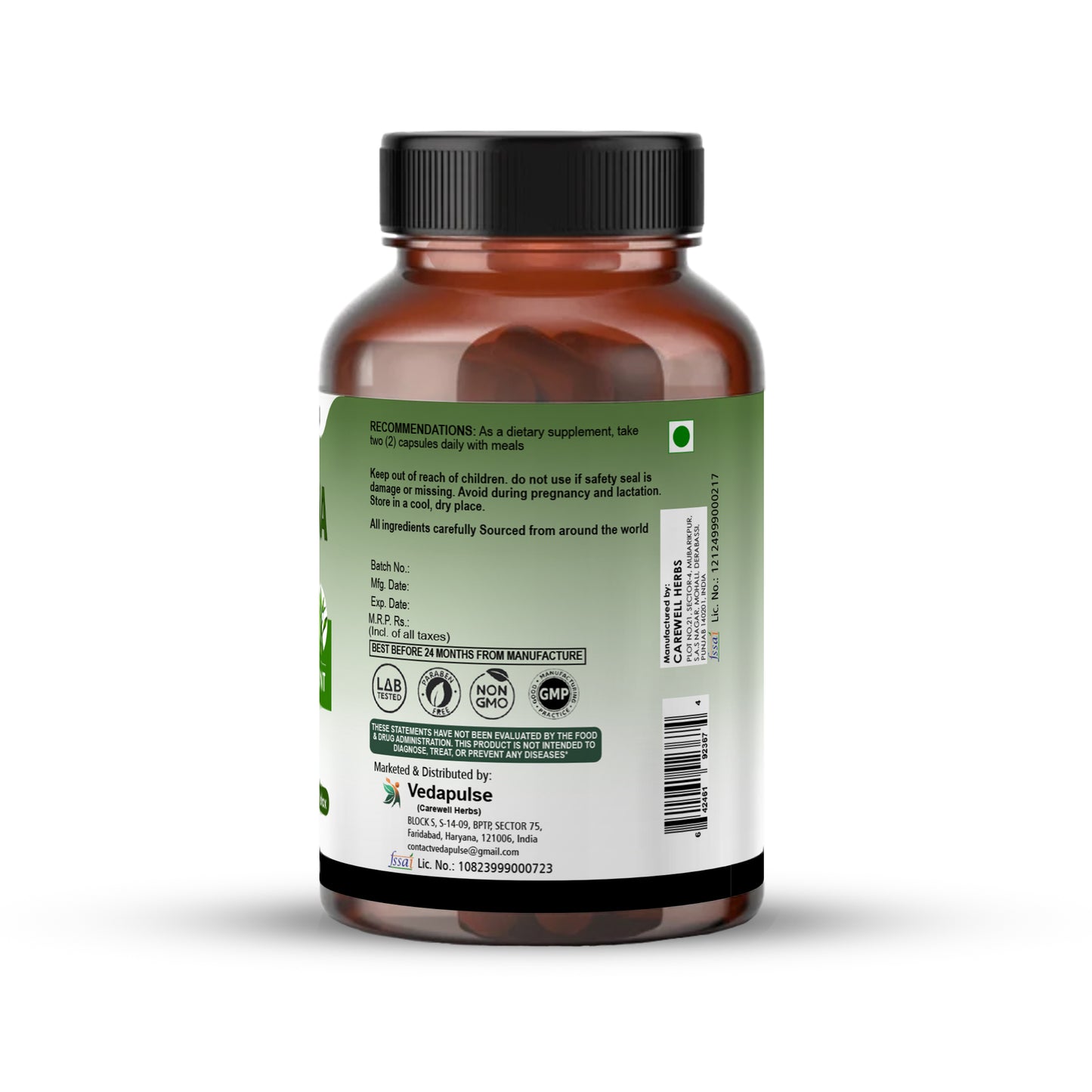 Spirulina Extract Capsules -Energy, Immunity | 90 Count | Vedapulse