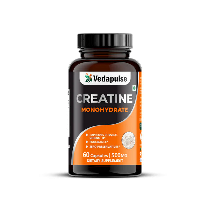 Vedapulse Creatine Monohydrate Capsules – Strength, Endurance ,Performance Support 60 Caps Pack - Vedapulse