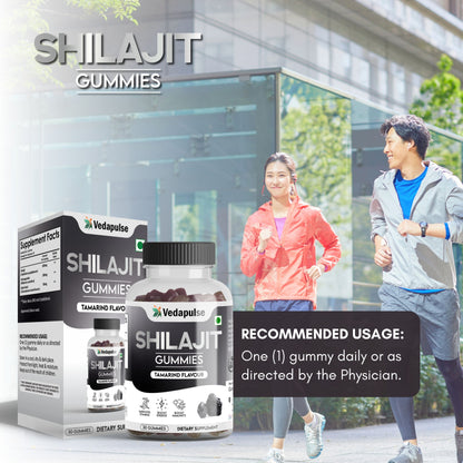 Shilajit Gummies 30 Count with  Ashwagandha and Safed Musli |Tamarind Flavour By Vedapulse for Energy, Strength with Flavour