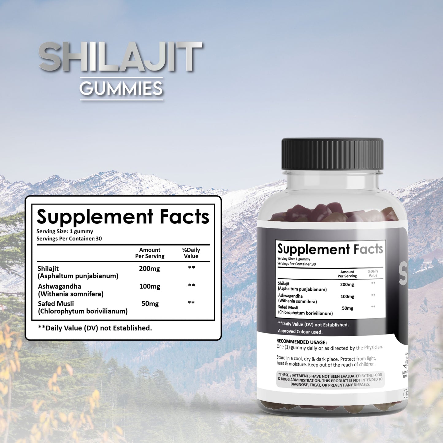 Shilajit Gummies 30 Count with  Ashwagandha and Safed Musli |Tamarind Flavour By Vedapulse for Energy, Strength with Flavour