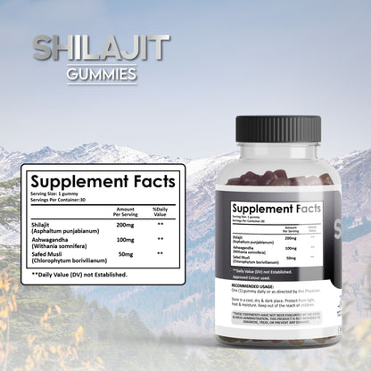 Shilajit Gummies 30 Count with  Ashwagandha and Safed Musli |Tamarind Flavour By Vedapulse for Energy, Strength with Flavour