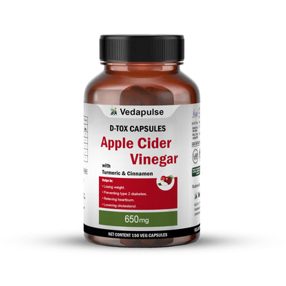 Apple Cider Vinegar 650mg Capsules - Pure & Natural | Vedapulse