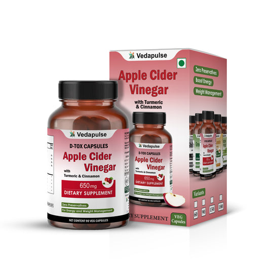 Apple Cider Vinegar 650mg Capsules - Pure & Natural | Vedapulse