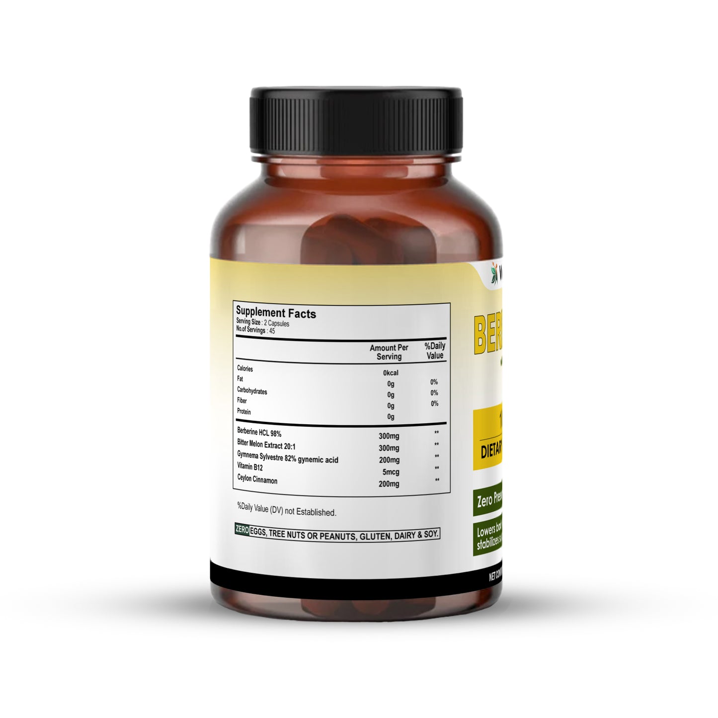 Berberine 1000mg Herbal Capsules – Blood Sugar & Heart Support Supplement