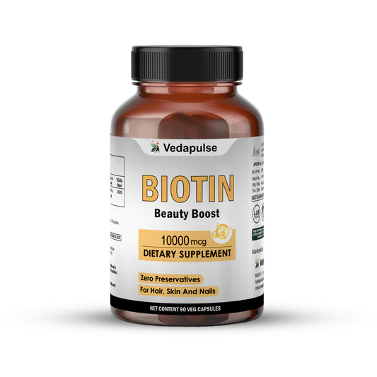 Biotin 10,000 mcg capsules by Vedapulse