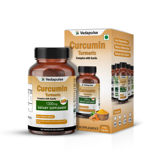 Curcumin 1300 mg Herbal Capsules by Vedapulse
