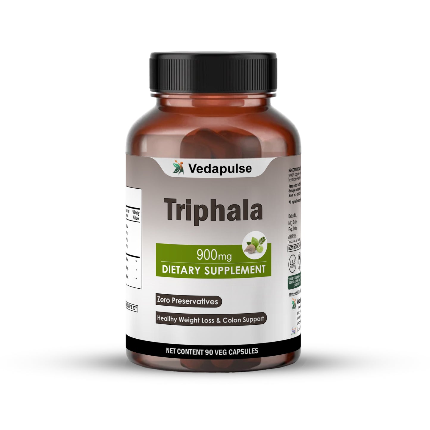 Triphala  750 mg Herbal Capsules | Vedapulse