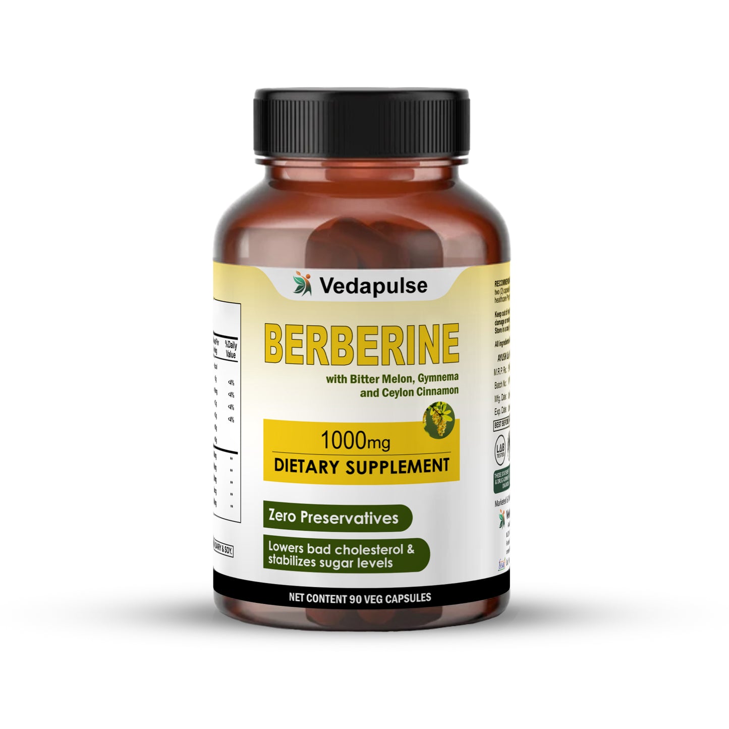 Berberine 1000mg Herbal Capsules – Blood Sugar & Heart Support Supplement