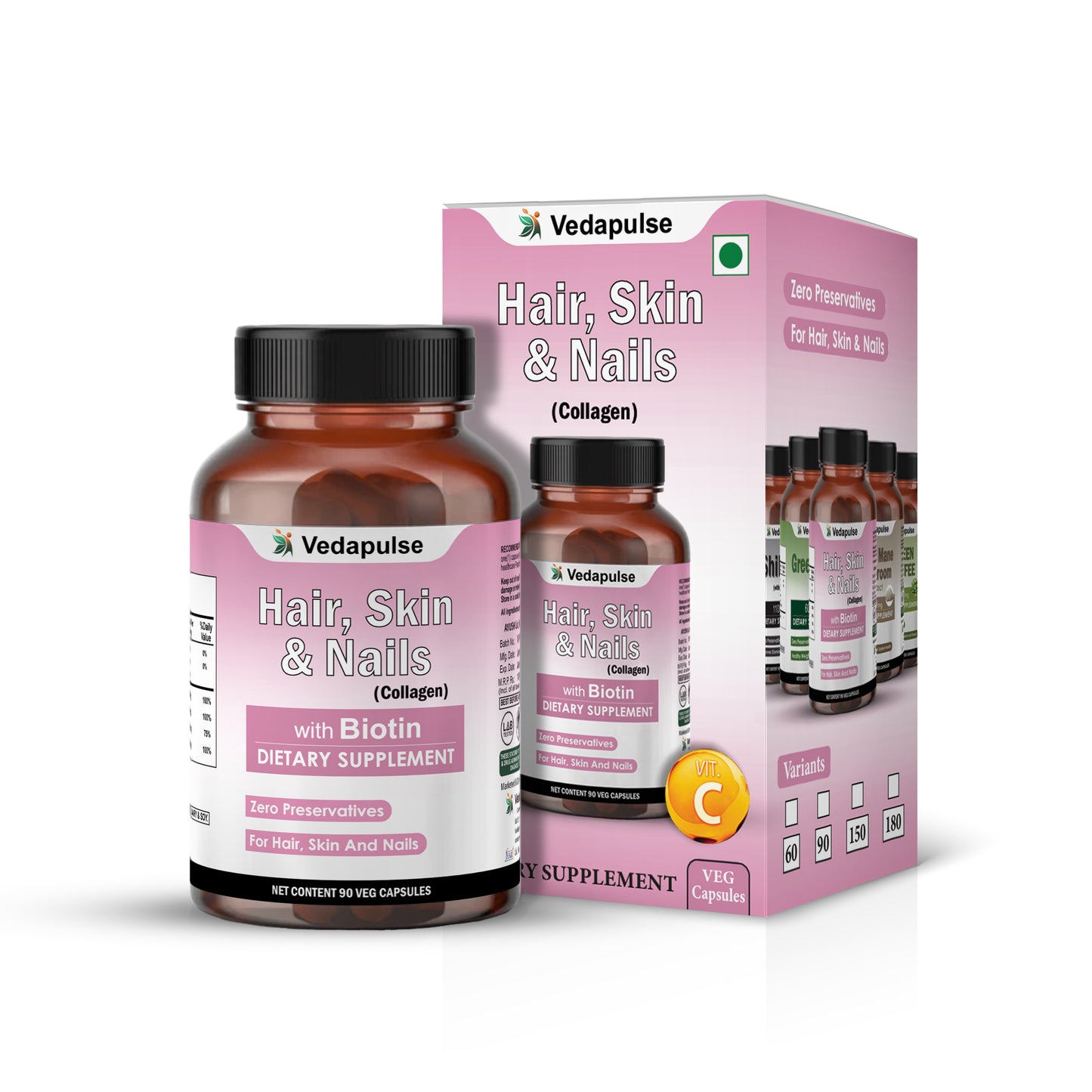 Hair, Skin & Nails with Biotin – Capsules | Vedapulse