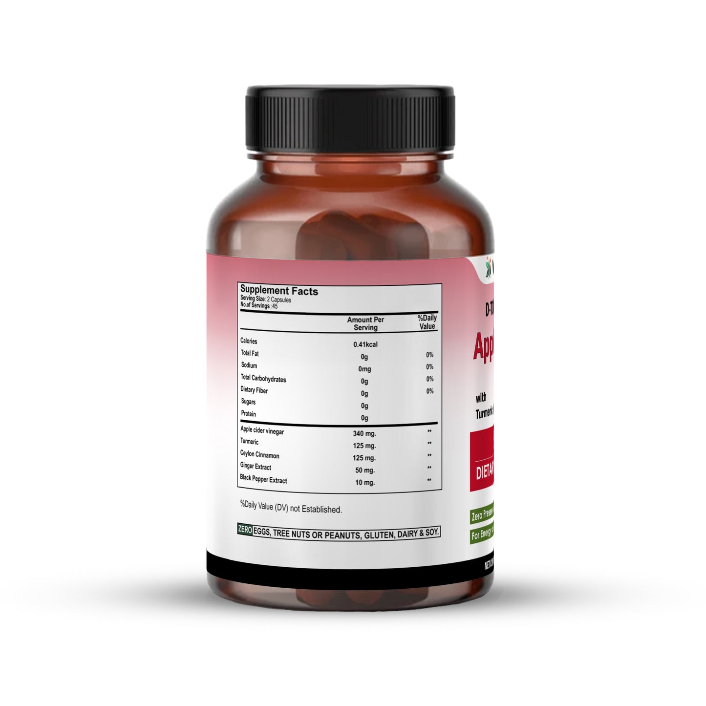 Apple Cider Vinegar 650mg Capsules - Pure & Natural | Vedapulse