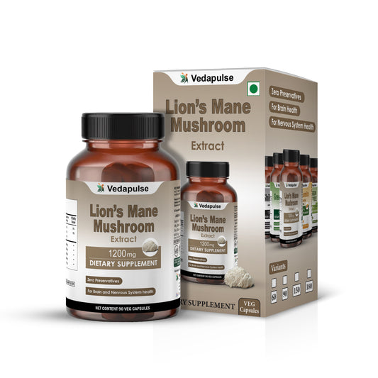 Lion's Mane Mushroom 1200mg Capsules | Vedapulse