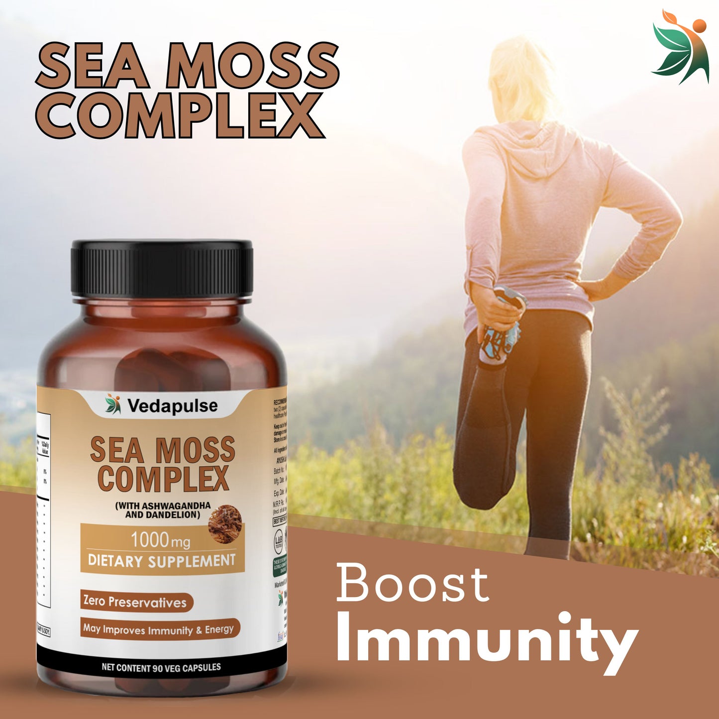 Vedapulse Sea Moss 500mg capsules - skin ,immune