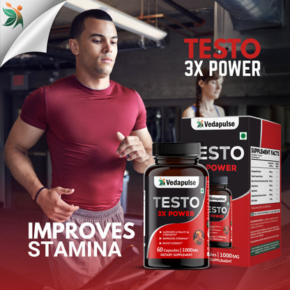 Testo 3X Power Capsules – Vitality, Strength & Stamina Support by Vedapulse