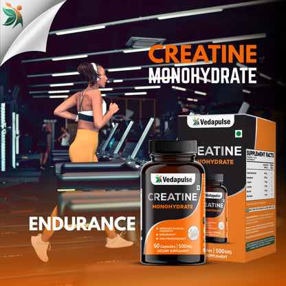 Vedapulse Creatine Monohydrate Capsules – Strength, Endurance ,Performance Support 60 Caps Pack - Vedapulse