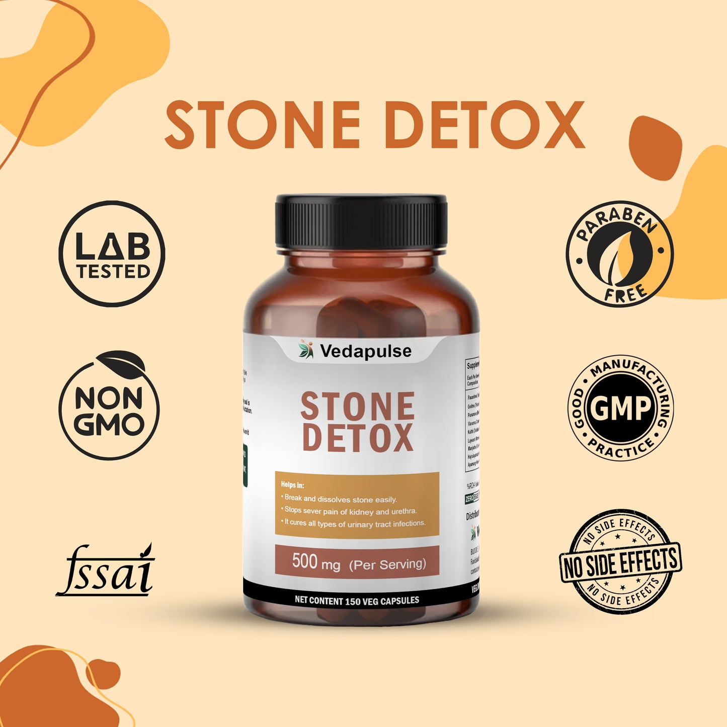 Vedapulse Stone Detox   500mg capsules