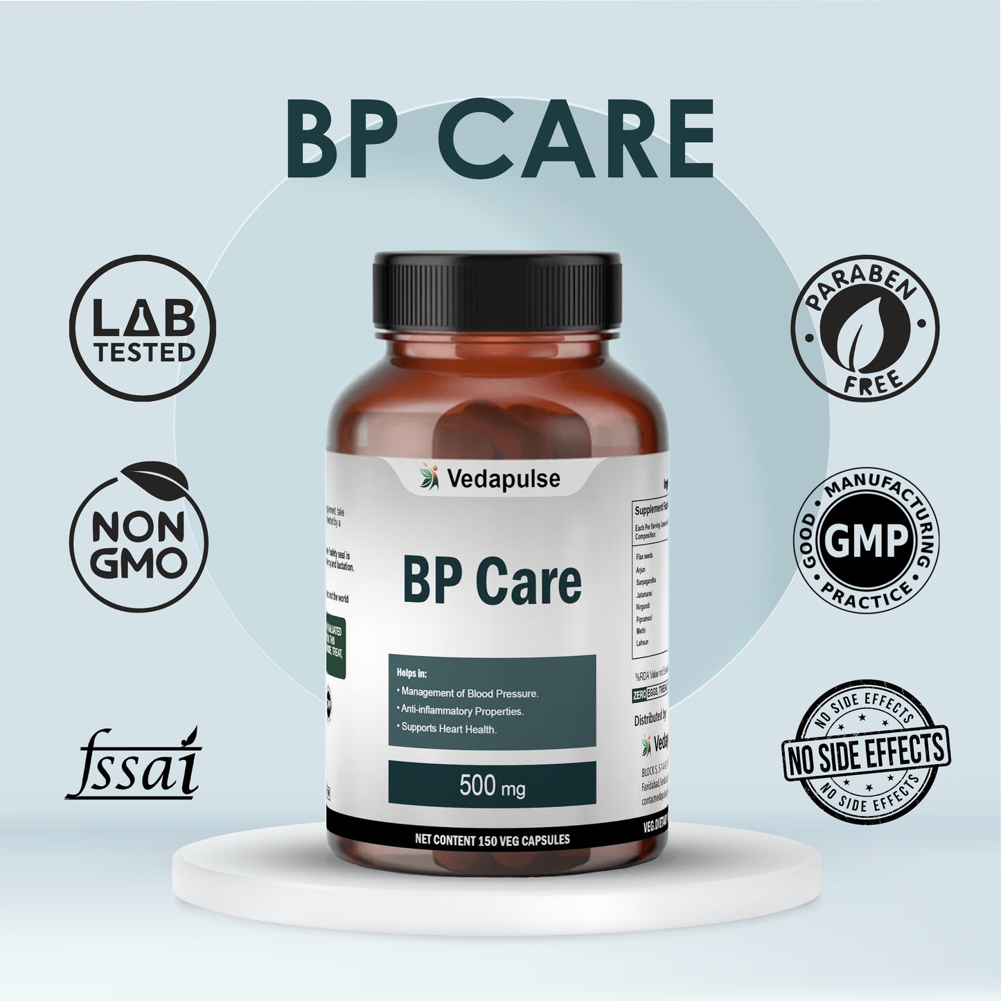 Vedapulse BP Care 500mg capsules