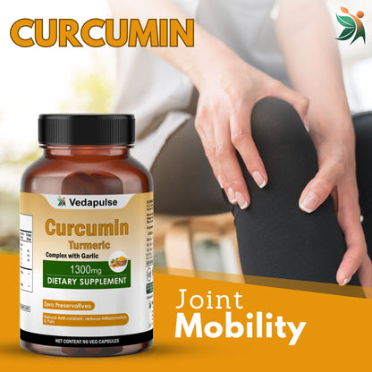 Curcumin 1300 mg Herbal Capsules by Vedapulse