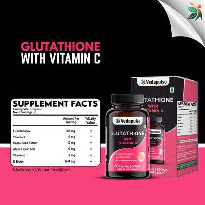 Glowing Skin Glutathione with Vitamin C Capsules | Vedapulse