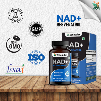 NAD+ Resveratrol Capsules – Cellular Repair & Energy Support | Vedapulse
